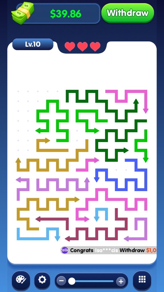 Rich Arrow colorful arrow maze puzzle on a white board
